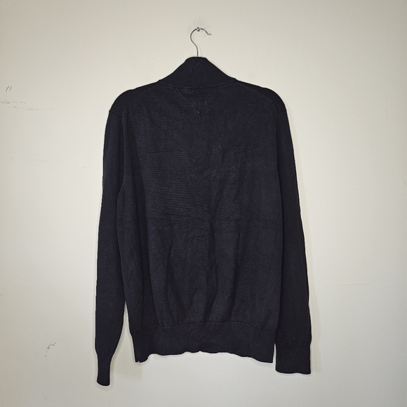 Tommy Hilfiger Black Sweater Collared Quarter Zip Size Large - Picture 7 of 7